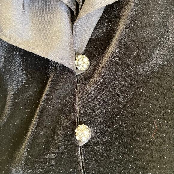 Xscape Sz 8 Vtg Elegant Dressy Ruffle Neck Fitted Velvet Blazer Jacket Luxorious - Picture 15 of 16